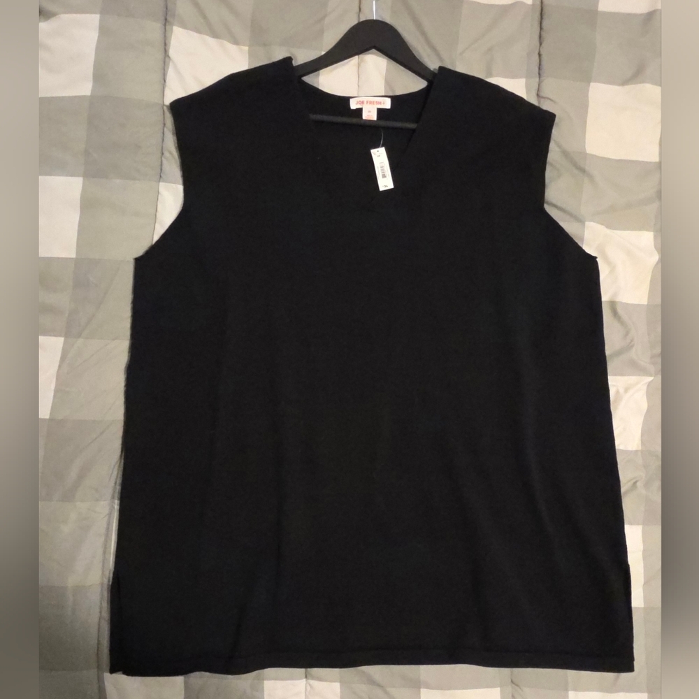 2X Joe Fresh Black Sleeveless Sweater Vest